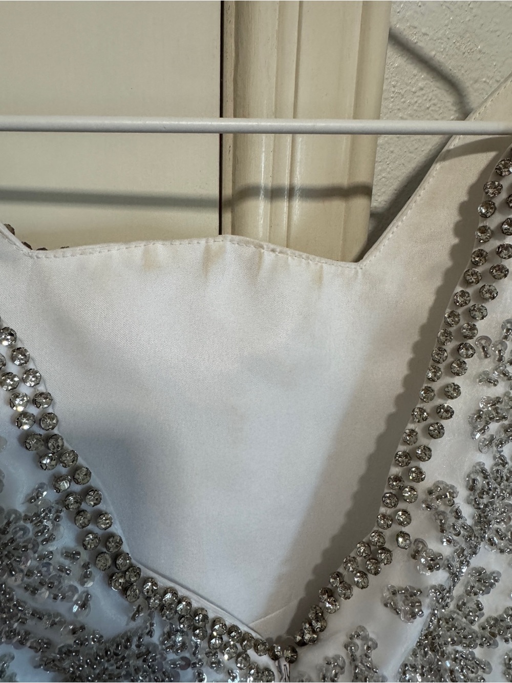 Custom One More Couture Beaded Silver & White Ball Gown View 5